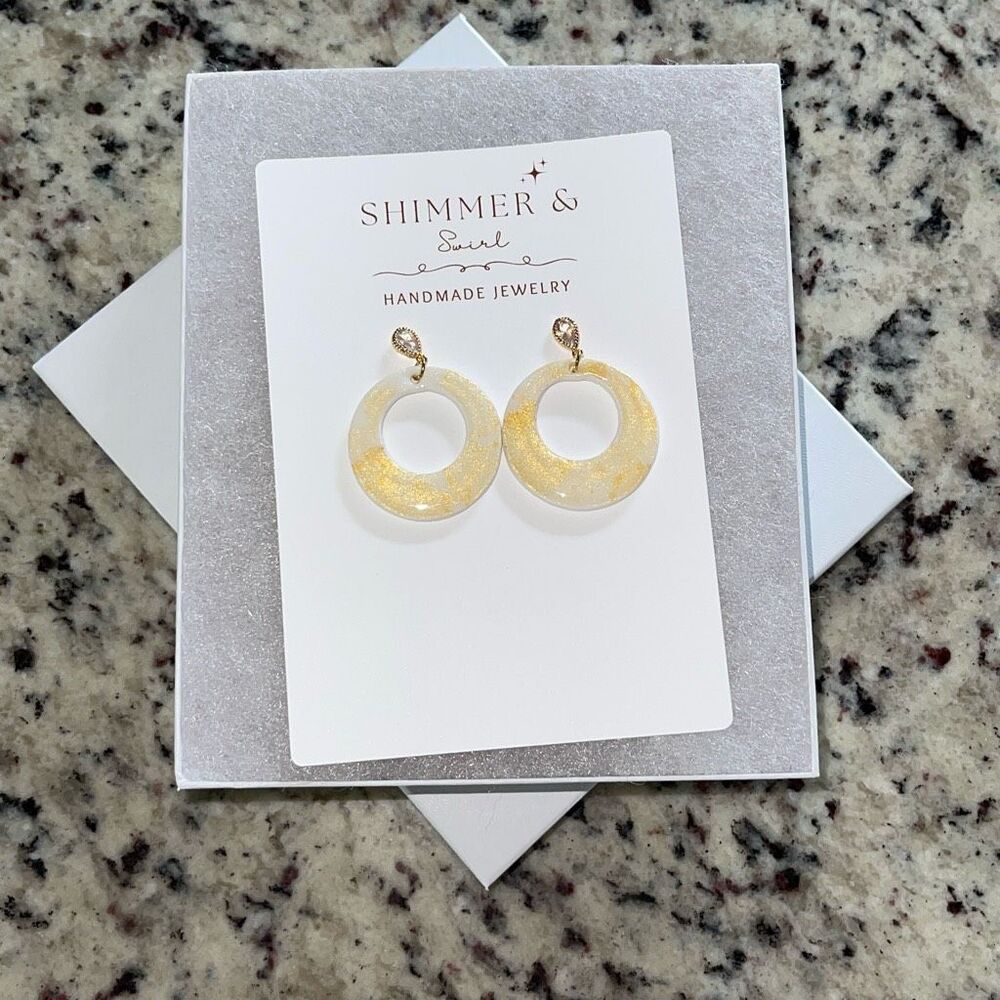 Handmade‎ Polymer Clay Earrings Dangle Hoop Lightweight